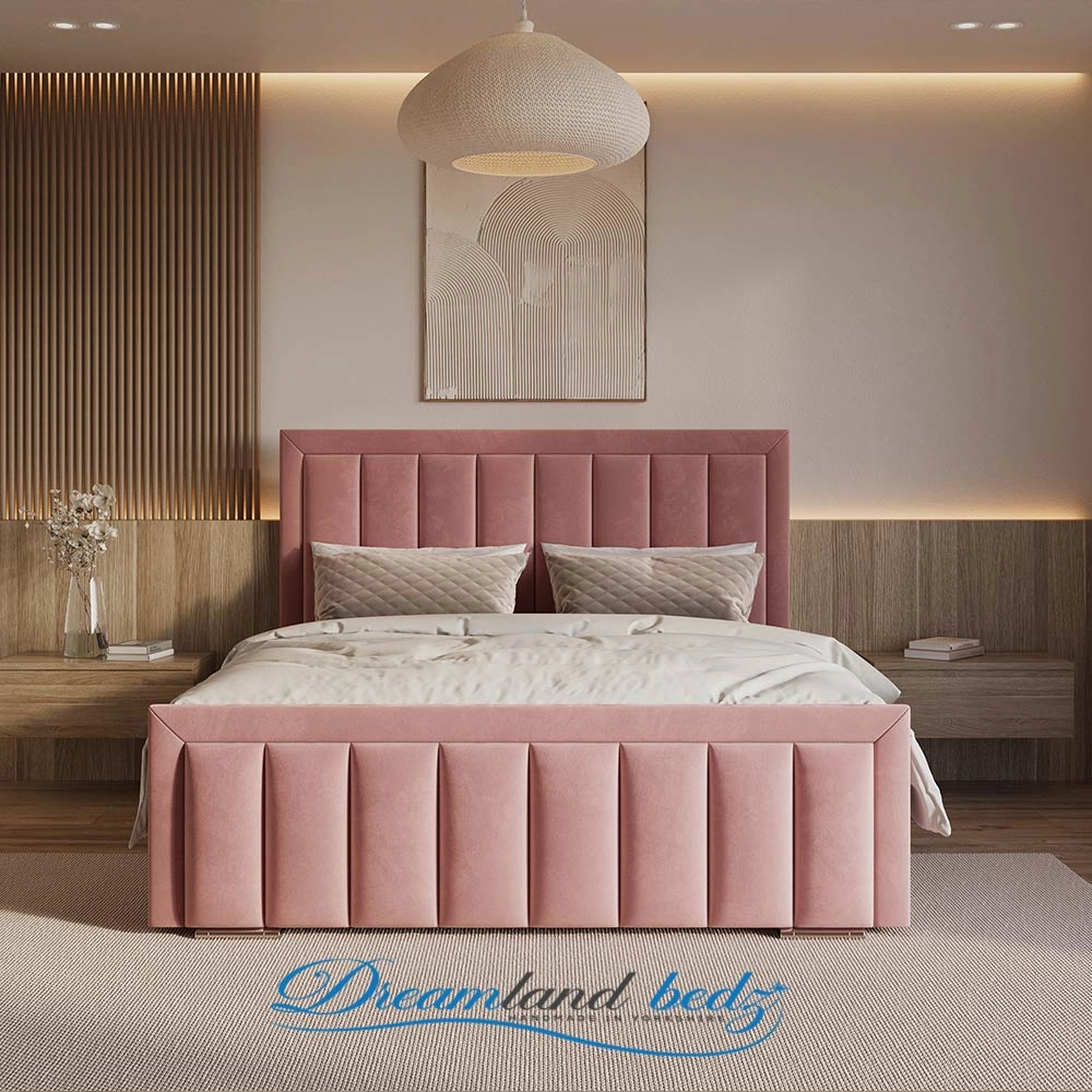 2025 London Bed Frame In Grey Fabric Front View 2025 London Bed Frame In Grey Fabric Front View