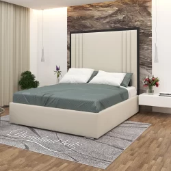 Ibiza Black Trim Bed Frame With Black Plush and Cream Plush fabric