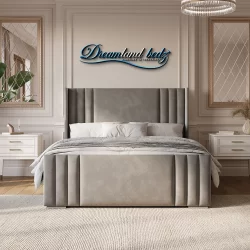 Manhattan Wingback Bed Frame In Plush Grey
