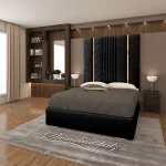 Luxurious Golden Pyramid Bed with Optional Ottoman Storage { 3 pieces split headboard} - Image 6