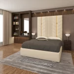Luxurious Golden Pyramid Bed with Optional Ottoman Storage { 3 pieces split headboard} - Image 10