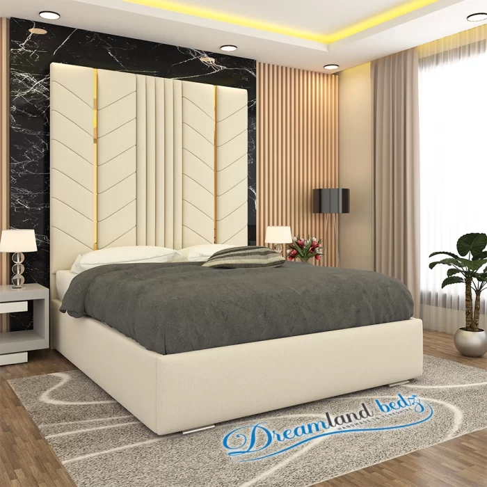 Luxurious Golden Pyramid Bed with Optional Ottoman Storage { 3 pieces split headboard} - Image 9