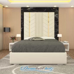 Luxurious Golden Pyramid Bed with Optional Ottoman Storage-show