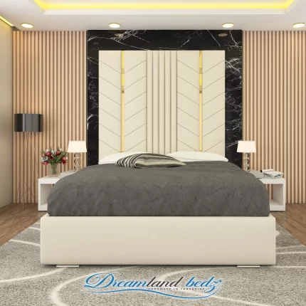 Luxurious Golden Pyramid Bed with Optional Ottoman Storage-show