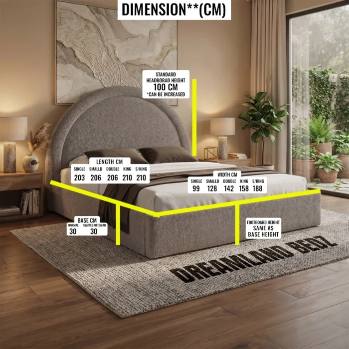 Could Curved Teddy Boucle Bed Size Guide