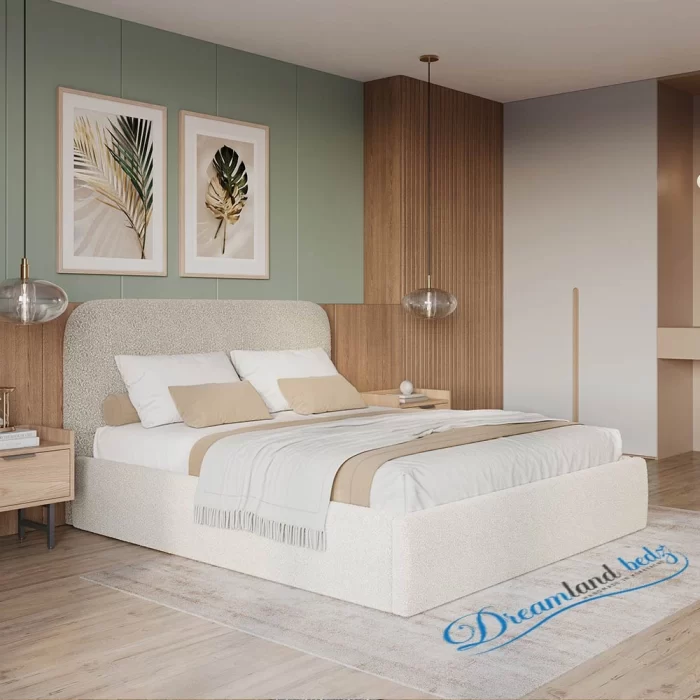 Georgia Teddy Boucle King Bedframe Assembled In Room