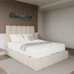 oslo-cream-teddy-boucle-panel-bed-frame-assemble-in-room
