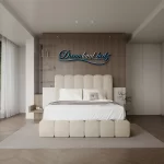 oslo-cream-teddy-boucle-panel-bed-frame-front-view