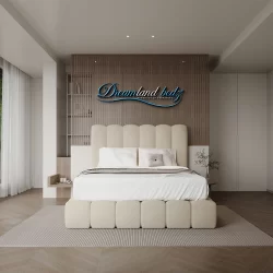 Oslo Panel Cream Teddy Boucle Bed