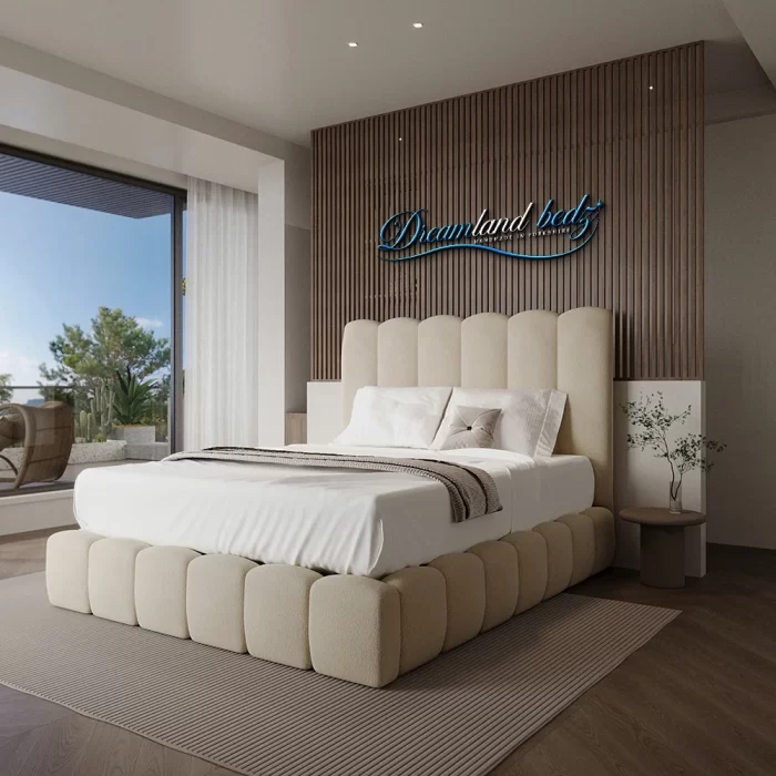 oslo-cream-teddy-boucle-panel-bed-frame-side-view